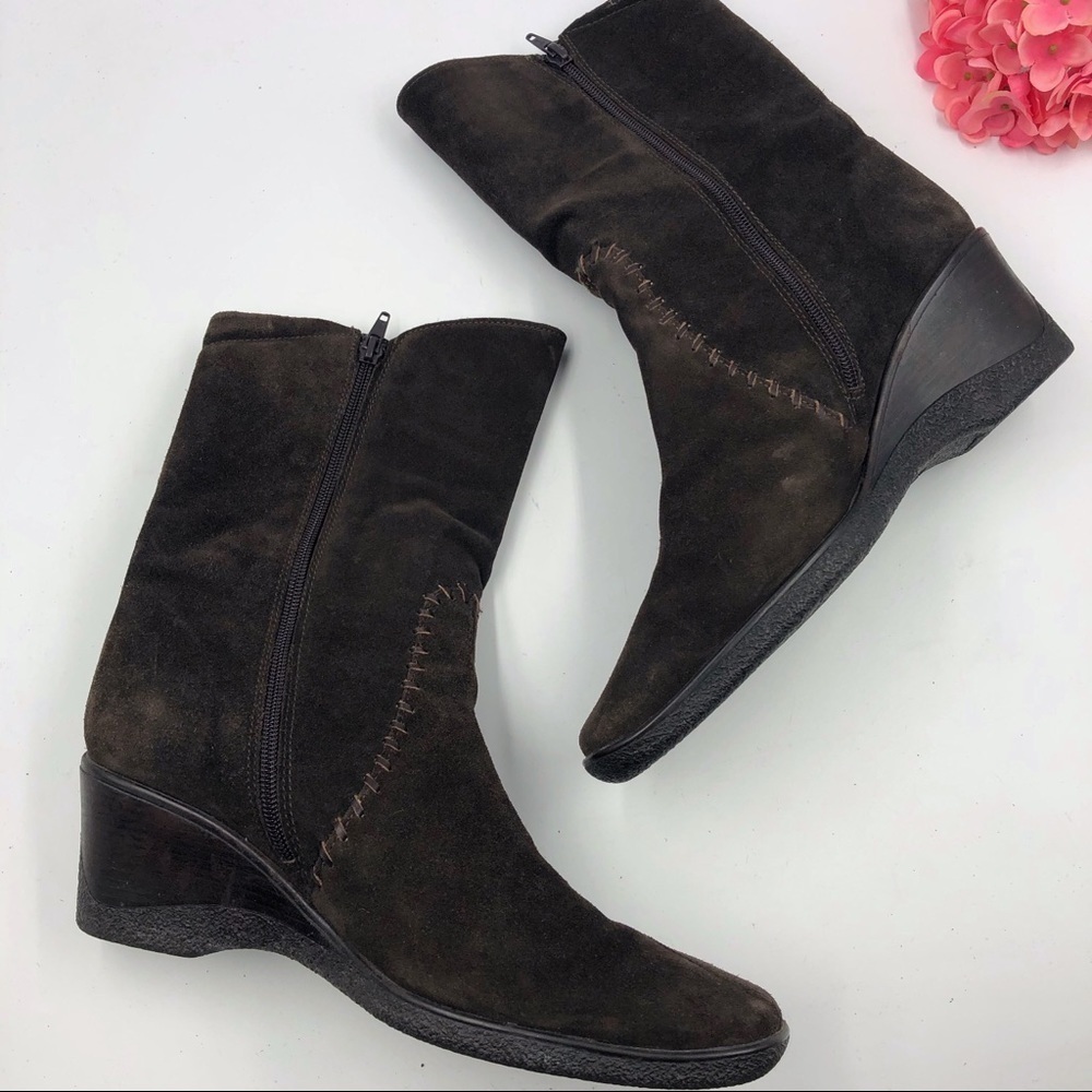 Aquatalia | Weatherproof Suede Brown Wedge Boot